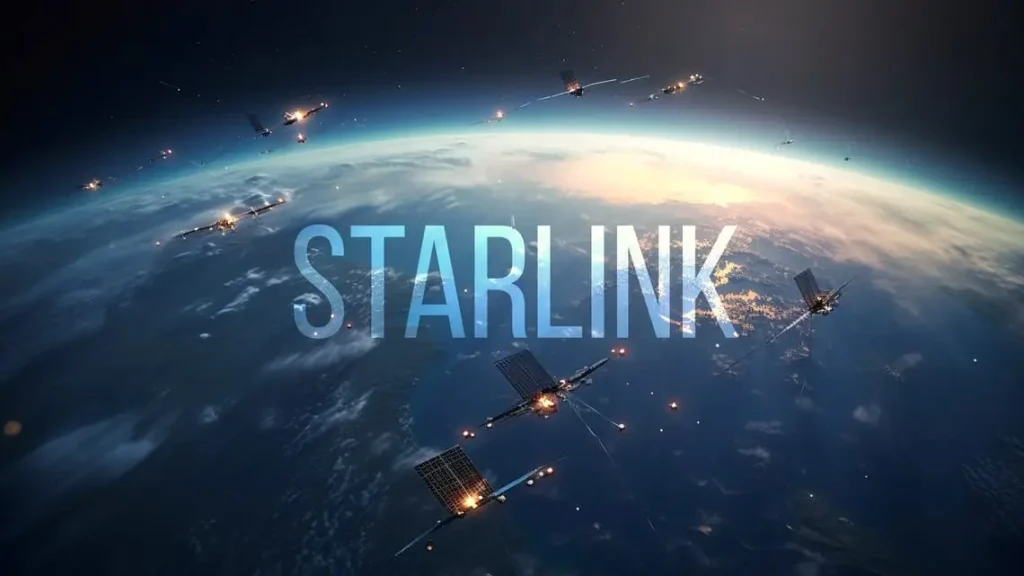 Starlink satellite train in the night sky